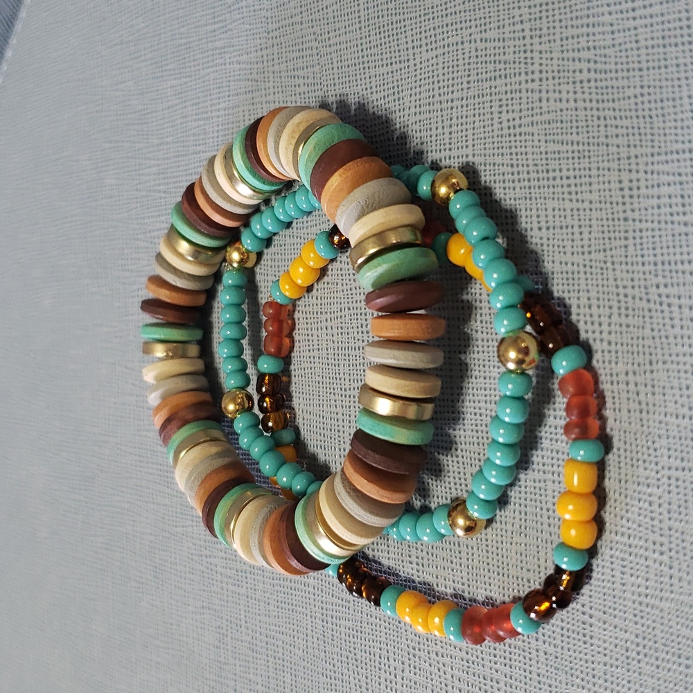 New Lightweight Stretch Turquoise and Earth Tone Colors Bracelets